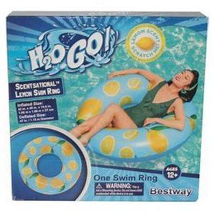 H2O GO Bestway Scentsational Lemon Swim Ring 42" Round Inflated Age 12+ Up NIB